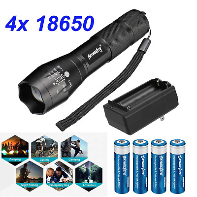 #ad 999000LM High Power LED Flashlight Rechargeable Tactical Zoom Torch 5 Modes $8.99