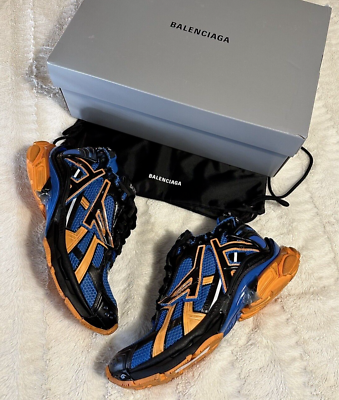 #ad $1150 Balenciaga Runner Blue Orange Distressed Sneakers 10 43 $655.00