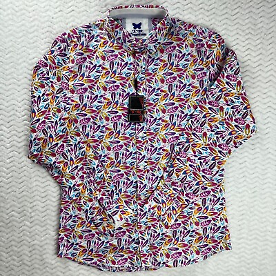 #ad TR Premium Shirt Mens Medium Purple Floral Long Sleeve Button Down NWT $30.00