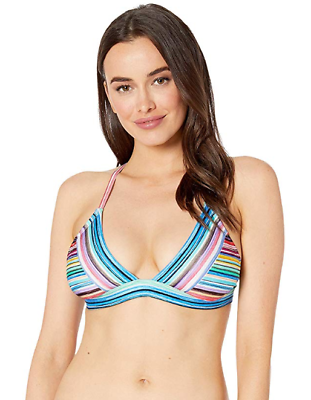 #ad La Blanca Tahitian Stripe Over the Shoulder Bra Top Multi Women#x27;s Swimwear D $34.99