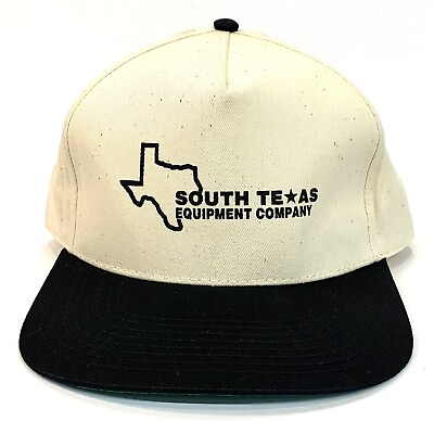 #ad South Texas Equipment Company Ball Cap Adjustable Hat Embroidered Cream Black $14.92