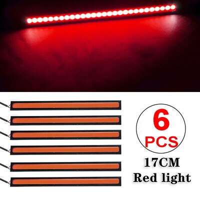 #ad 6PCS Red LED Strip DRL Daytime Running Lights Fog COB Car Lamp Waterproof $11.15
