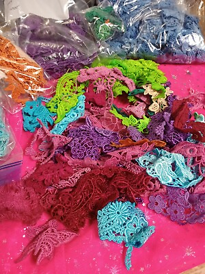 #ad 30 Piece Random Lot Of Colored Vintage Lace Applique $7.99