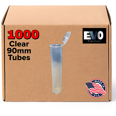 #ad 90mm Tubes Clear 1000 count Pop Top Joints BPA Free Pre Roll USA Made $109.99