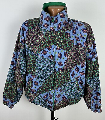 #ad Vintage 90s NAUTICA Paisley Print Jacket YOUTH XL MENS S Reversible Bandana $25.49