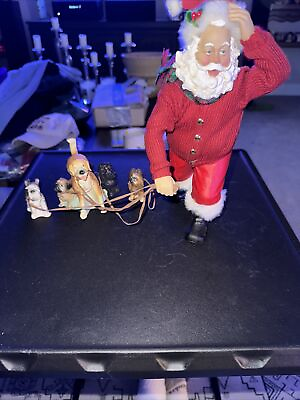 #ad Santa Figurine Walking Dogs $34.99