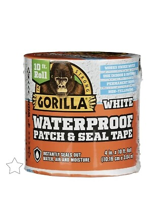 #ad Gorilla Waterproof WHITE Patch amp; Seal Tape Permanent Bond 4ft X 10ft 1 Pack $15.21