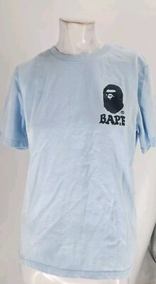 #ad 4413 Bape A Bathing Ape Shirt Men#x27;s Light Blue 1993 Cotton Graffiti Medium $40.99