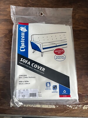 #ad NEW Reusable Chateau 2 Mil Thick Plastic Sofa Cover up to 9#x27;6quot; 45quot; x 152quot; NEW $8.00
