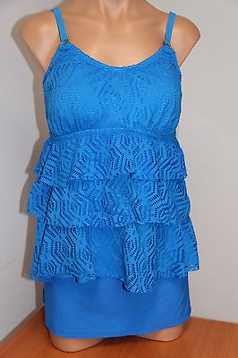 #ad NWT Island Escape Swimsuit Tankini 2pc Set Sz 16 16W Crochet Blue Skirt $21.59
