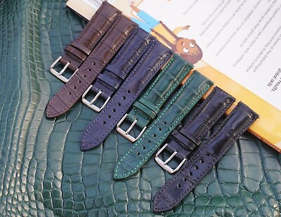 #ad 20mm Genuine Crocodile Belly Skin Leather Watch Strap Band Quick Release $24.21