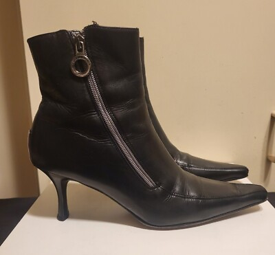 #ad Donald J. Pliner quot;Salonanquot; Black Leather Pointy Toe 2 Zip Ankle Boots sz.7 $365 $84.99