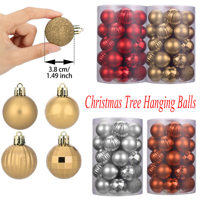 34Pcs Box Christmas Glitter Balls Party Decor Xmas Tree Ball Hanging Ornaments $7.15