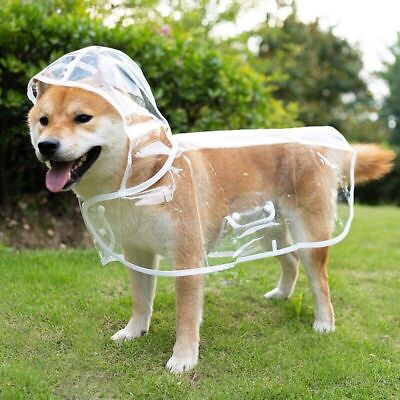 #ad Pet Dog Puppy Transparent Rainwear Raincoat with Hood Waterproof Jacket $17.89