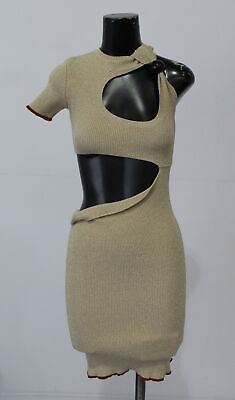 #ad Jacquemus LA Robe Women#x27;s Knit Brilho Minidress EJ1 Beige Size 36 NWT $251.59