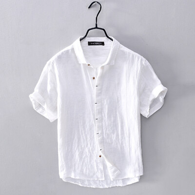 #ad #ad INCERUN Mens Linen Cotton Shirt Short Sleeve Work Formal Blouse Button Down Top $17.76