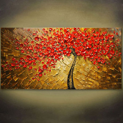 #ad CHOP157 hand painted modern abstract red flower oil painting home art on canvas $65.98