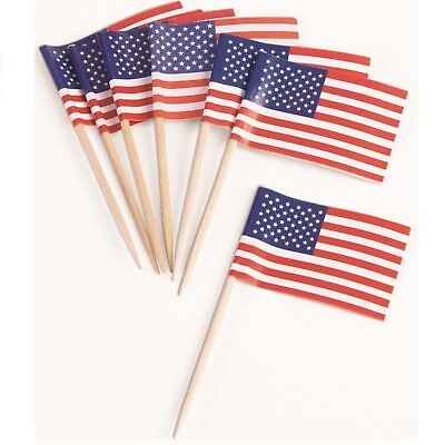 #ad Patriotic American Flag Toothpick Set of 50 $6.98