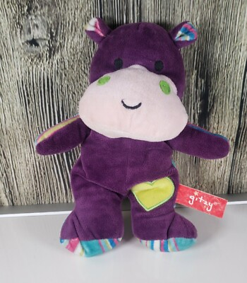 #ad Gitzy Baby Rattle Purple Hippo Plush Kids Stuffed Animal Doll Toy $12.99