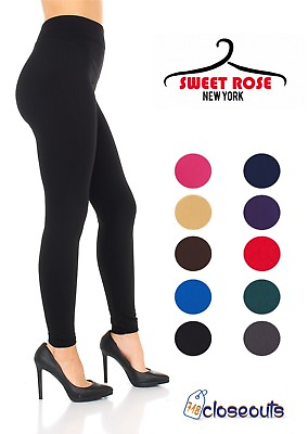 #ad 2pk Womens Fleece Lined Solid Colors Winter Thick Warm Thermal Stretchy Leggings $12.95