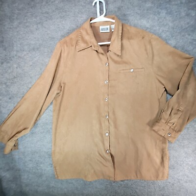 #ad Chicos Shirt Womens Large Brown Design Long Sleeve $4.75