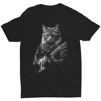 #ad Funny Cat Playing Electric Guitar Rock And Roll Cats Animal Music Lover Gift Tee $16.99