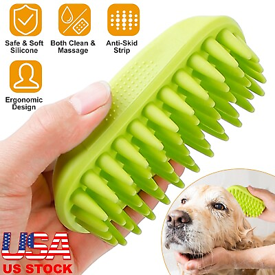 #ad Pet Silicone Brush Bath Massage Brush amp; Shampoo Dispenser for Dog Cat Grooming $10.73