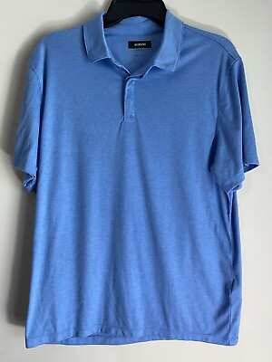 #ad ALFANI Mens Classic Fit Stretch Blue Collared T Shirt Large Pre Owned VGC $4.99