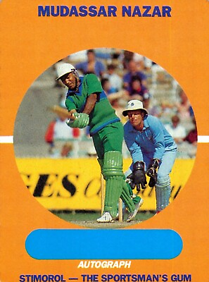 #ad 1989 1990 Pakistan ODI Cricket Stimorol Card Mudassar Nazar AU $5.99