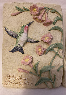 Vintage hummingbird Wall Plaques Chalkware Ceramic Set Of 3 7quot;x 5quot; Christmas $18.00