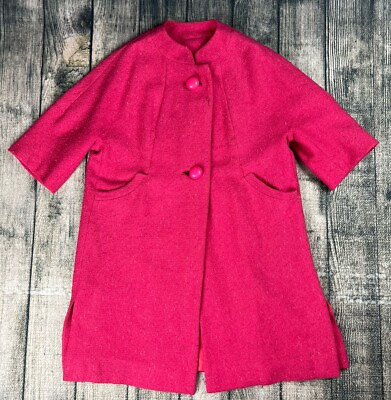 #ad Zelinka Matlick Vintage Coat Lined Pink Tweed Women#x27;s 50s 60s $65.00