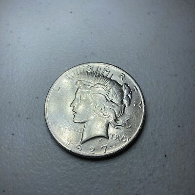 #ad 1927 D Peace Silver Dollar AU BU Better Date.7 $62.30