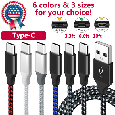 #ad Nylon braided data cable Fast charging USB to Typec Charging cable 3.3 6.6 10 FT $3.99