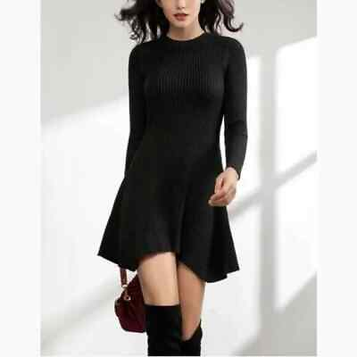 #ad Fit amp; Flare Long Sleeve Ribbed Knit Sweater Dress One Size = 0 10 $30.00