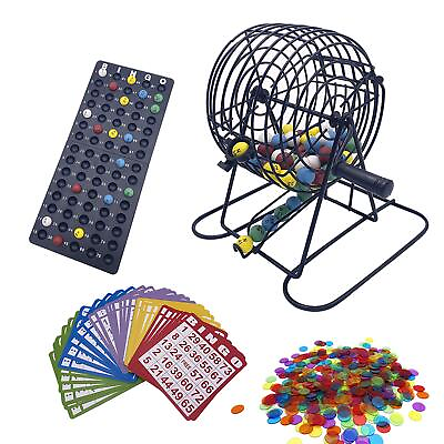 #ad JUNWRROW Deluxe Bingo Game Set with 6 Inch Cage Master Board75 Colored Balls a $27.84
