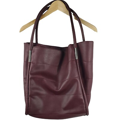#ad Neiman Marcus Faux Leather Purple Women#x27;s Fashion Tote Bag Rectangle Deep $12.92