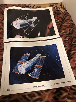 #ad Lockheed Missiles amp; Space Company Space Telescope 2 Poster Lot Concept Art Info $34.00