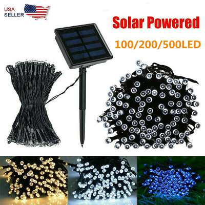 #ad 100 500 LED Solar String Lights Outdoor Fairy Lighting Xmas Party Tree Decorate $45.70