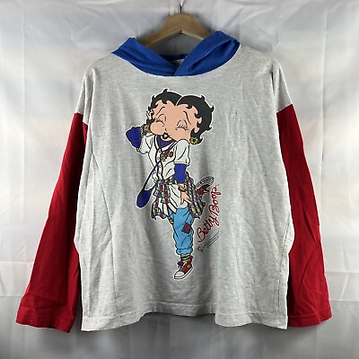 #ad Vintage Betty Boop Shirt Women’s Long Sleeve Hoodie 1994 Graphic Size M Shirt $34.98