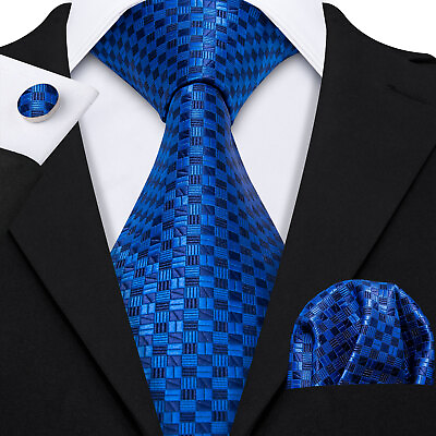 #ad Mens Silk Ties Blue Red Black Gold Solid Paisley Striped Tie Necktie Set Wedding $12.99