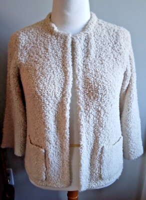 #ad Wool Sweater Misses L EILEEN FISHER Boucle quot;Teddyquot; Texture Ivory NEW WITH TAGS $149.99