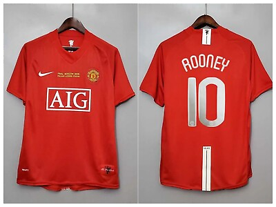 #ad MANCHESTER UNITED 07 08 HOME JERSEY WAYNE ROONEY #10 UCL FINAL MATCH $59.99