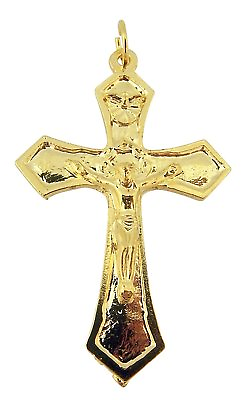 #ad Gold Toned Base Holy Dove Crown of Thorns Catholic Cross Crucifix 1 3 4 Inch $9.88