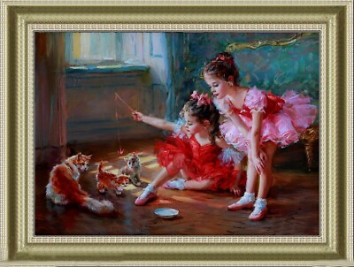 #ad Hand painted Oil Painting art impressionism ballet Small girl on canvas 24quot;X36quot; $449.10