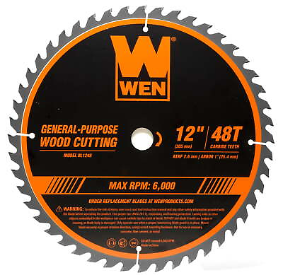 #ad WEN 12 Inch 48 Tooth Carbide Tipped Professional Woodworking Saw Blade for Miter $20.00