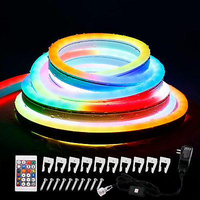 #ad 16.4FT Neon Lights Rainbow LED Flexible Linkable Waterproof RGB Dream Color Cha $73.99