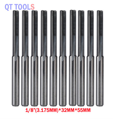 #ad 10Pcs Double Two Flute Straight Slot CNC Router Bits Wood MDF Milling 1 8quot; 32mm $52.62