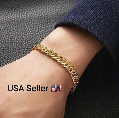 #ad New Bracelet Unisex Gold Color Fashion Bracelets Charm Snake Chain Jewlery 8.2 quot; $5.99