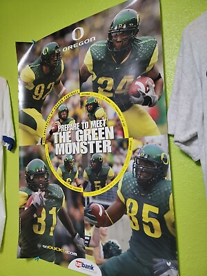 #ad Vintage Oregon Ducks Football Poster Meet The Green Monster 2005 UofO 32quot;x 21quot; $33.00