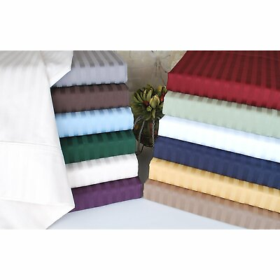#ad Luxury 300 Thread Count 100% Cotton Sheets Damask Stripe Luxury Sateen Sheets $66.99
